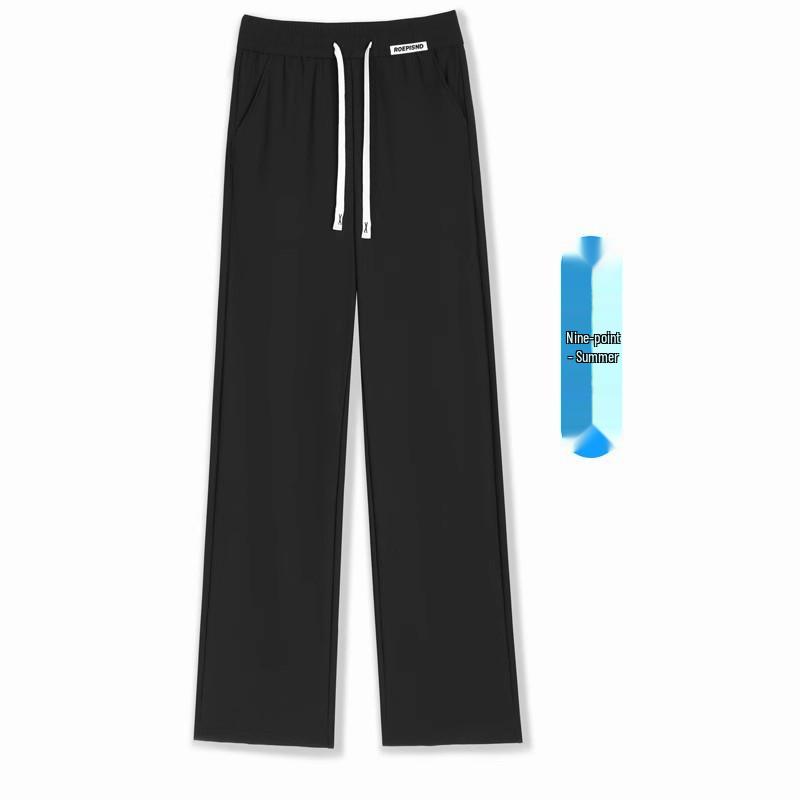 

Women s 2025 Summer Ice Silk Wide-Leg Capri Pants S