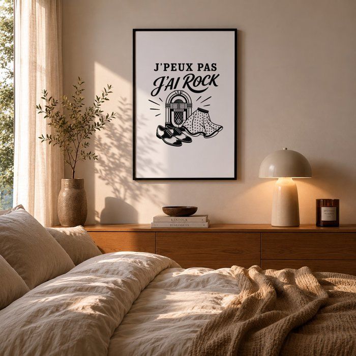 Poster J’peux pas j’ai Rock J'peux pas minimaliste | Affiche Papier Photo 310 g Finition Perlée Format Taille A4 | Décoration