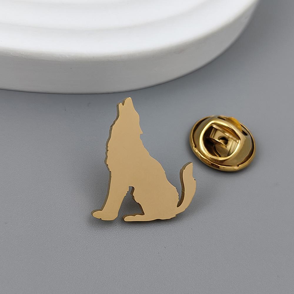 Howling Lonely Wolf Gold-plated Badge, Women's Anti-exposure Buttons, Suit Lapel Pin, Collar Brooch, Formal Accessories