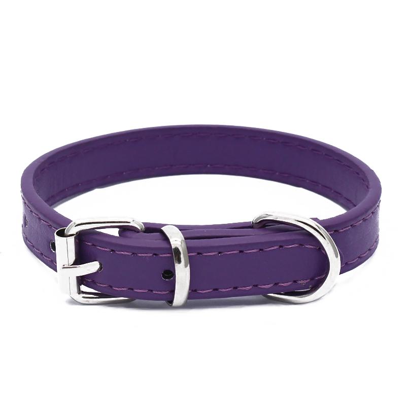 

1 шт. удобный ошейник для щенков, кошек, собак, домашних животных, искусственная кожа, регулируемая однотонная пряжка фиолетовый