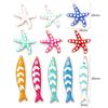 2 PCs 304 Stainless Steel Ocean Jewelry Starfish Fish Charms 18K Gold Plated Double-sided Enamel Pendant For DIY Necklace Making