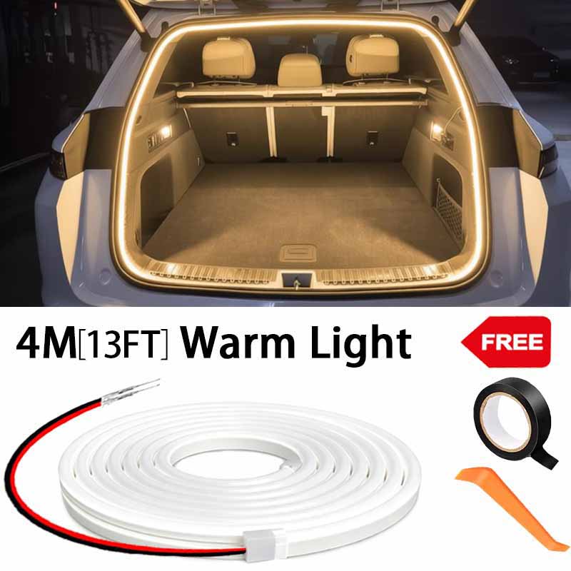 Car high brightness trunk lighting ambient light interior decoration LED wiring free automatic sensing tailgate light strip