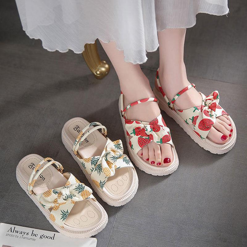 Women's Cool Slippers Summer Wear 2025 New Internet Celebrity Super Fire Home Thick Bottom Stepping On Shit Seaside Beach Sandals