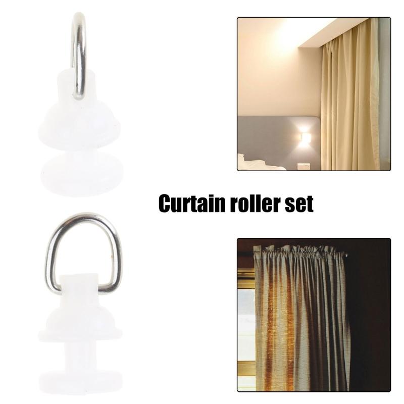 100 st Vita Plastiska Gardinskeneglider Krokar för Smidig Glidning Rullar Gardinskenelöpare för Hem och Kontor