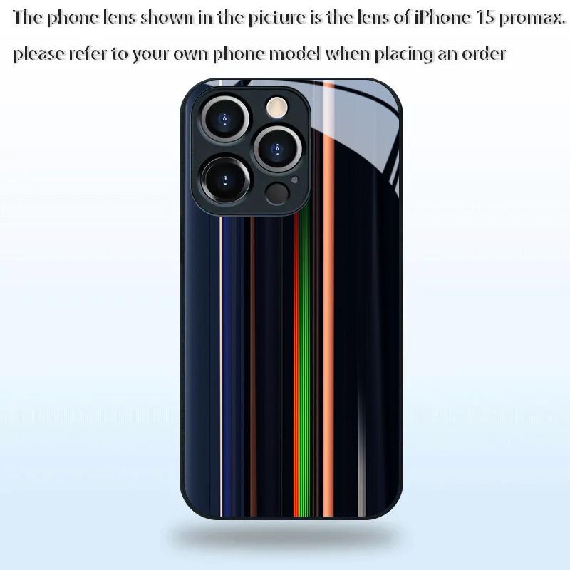 Colorful Vertical Bar Art Tempered Glass Black Phone Case For iPhone 17 Pro Max 11 12 13 14 15 16 Pro 17Air 7 Plus XS X XR Cover