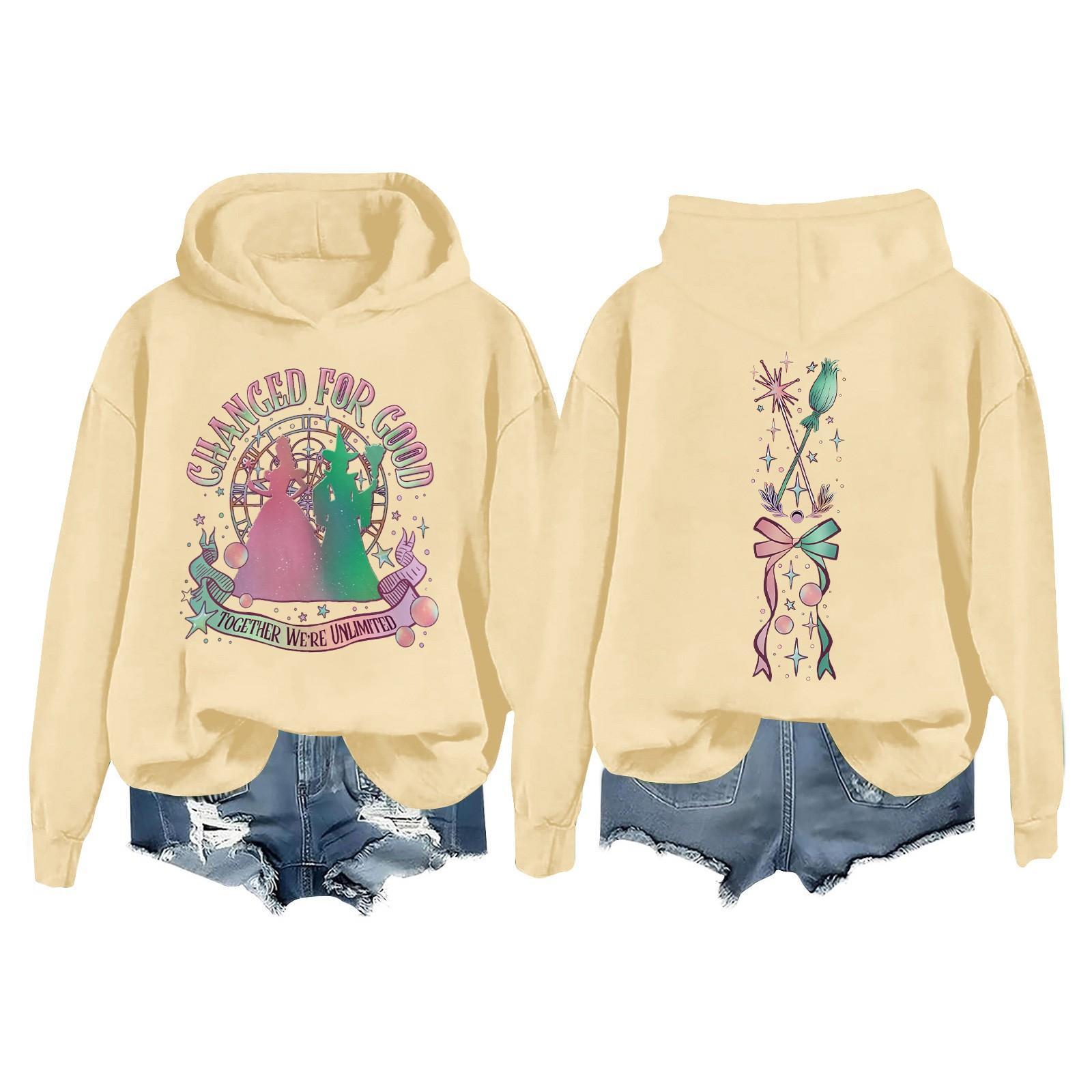 Женская повседневная толстовка с длинным рукавом и принтом Bad Witch M бежевый 1727₽