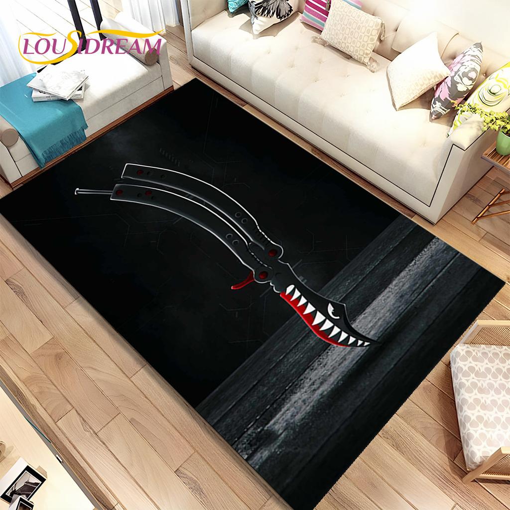 CS,knife,Swiss Knife Sword Games Area Rug,Carpet Rug for Home Living Room Children Bedroom Sofa Doormat Decor,Non-slip Floor Mat