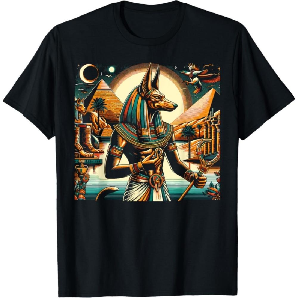 Anubis Egyptian Mythology Diety Pyramid Ancient Egypt T-Shirt(2)