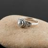 Weißer Perlen Edelstein Ring, Boho Ring, Massiver 925 Sterling Silber Ring, handgefertigter Schmuck, Statement Ring