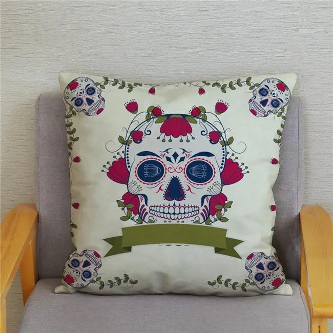 

Mexican Day of The Dead Pillowcase Bedroom Living Room Sofa Home Decoration Pillowcase Cartoon Flower Skull Print Cushion Cover 12x12Inch