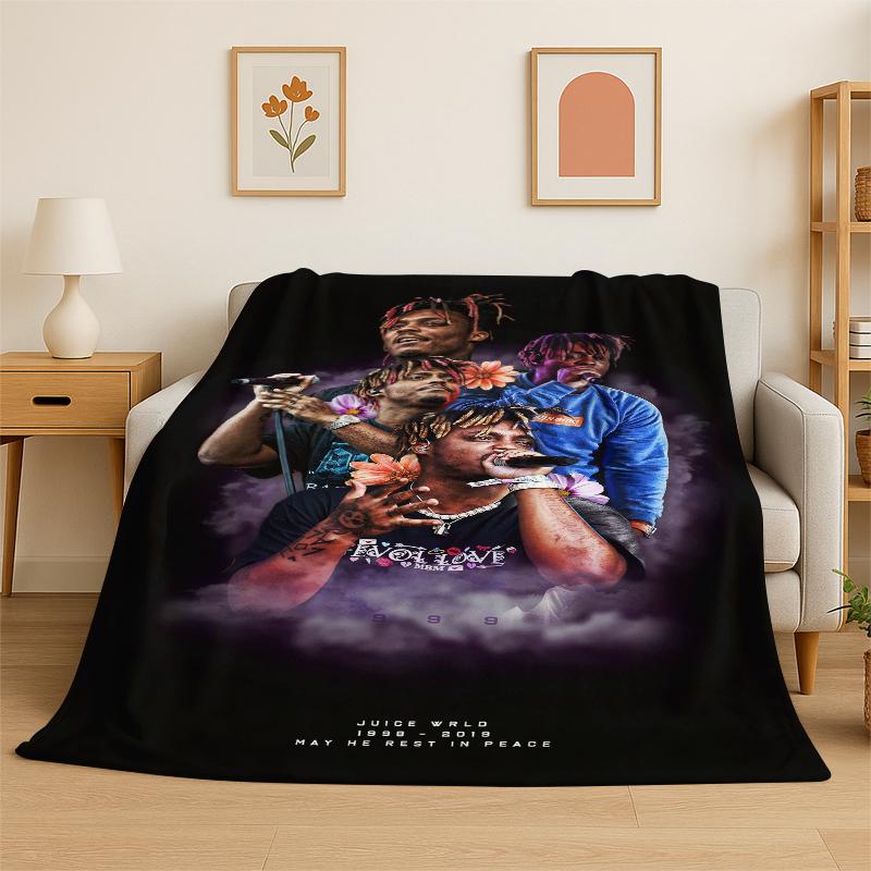 retro Juice WRLD 999 Legend Rapper Star Flannel Blanket Soft Warm Throw Blanket for Bedroom Living Room Bed Travel Camping 75x90cm