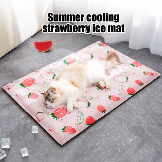 Pet Cooling Pad Strawberry Pattern Self Cooling Pet Bed for Cats And Small Dogs Summer Pet Mat for Kennel Crates Sofa Floor