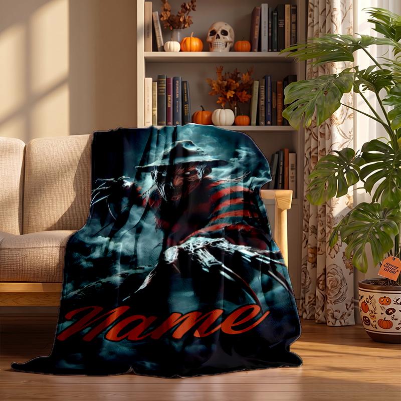 Freddy Krueger Custom Flannel Blankets Soft Warm Cozy Throws for Home Decor Holiday Gifts