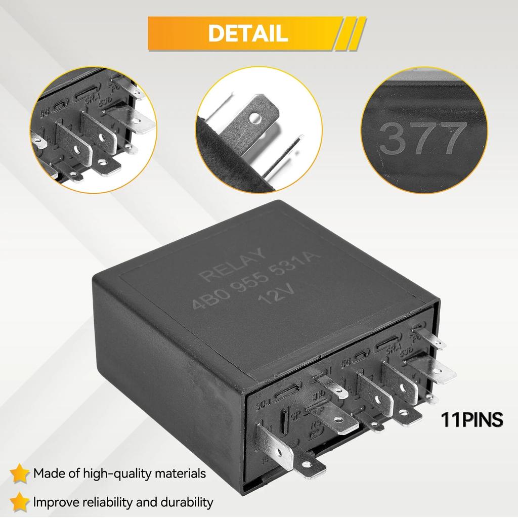 377 11 Pin Intermittent Delay Wiper Motor Control Relay For VW Golf Passat B5