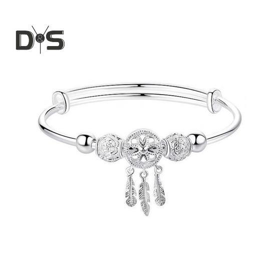 

Женский браслет Ловец снов Подвеска Перо Сплав Серебряный Цвет Цинковый Сплав Регулируемый Гладкий Полированный Запястье Ювелирные Изделия Подарок На Годовщину Дня Рождения серебряный