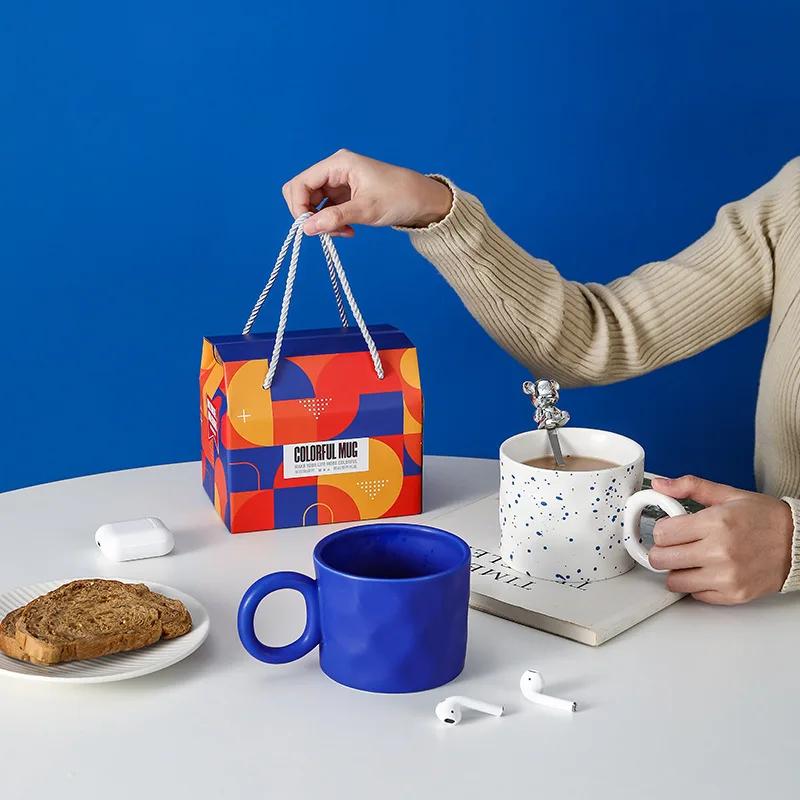 Creative Ins Style Coffee Mugs with Spoons, High Appearance Level Mugs, Housewarming Gift Box