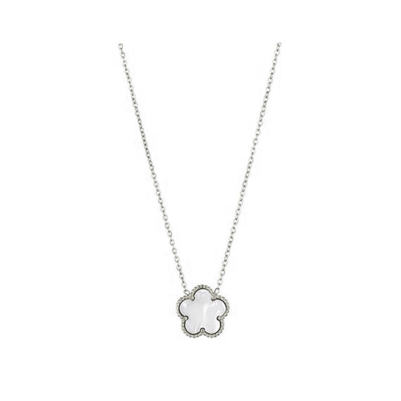 Lucky Five Flowers Clover Double Sided Pendant Necklaces For Women Girls Stainless Steel Simple Fashion Jewelry Accessories