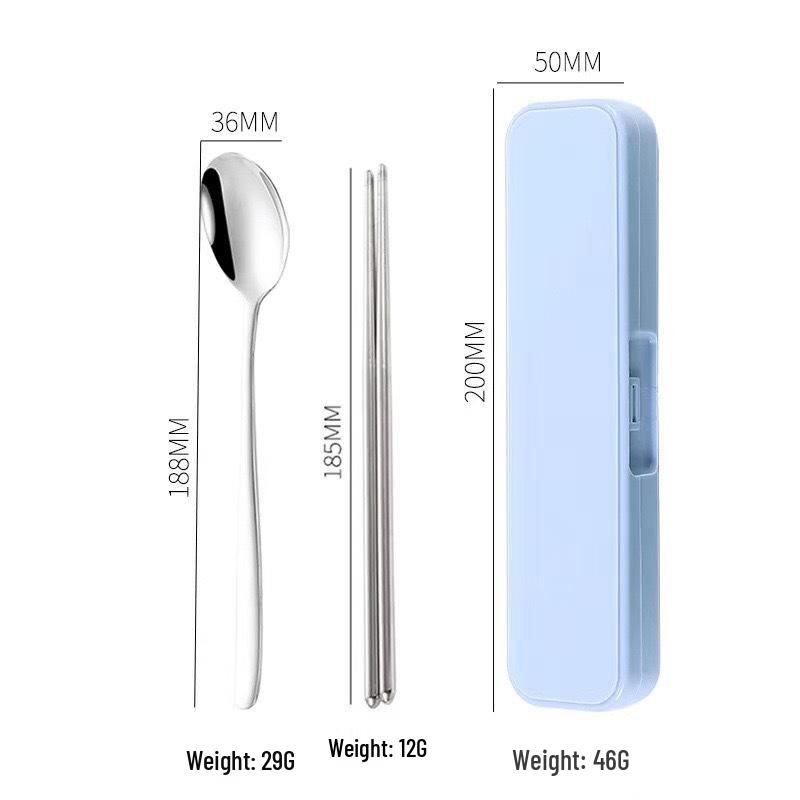 Portable Stainless Steel Cutlery Set: Fork, Spoon & Chopsticks - Ideal for Students & Outdoor Use
