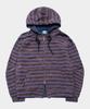 Someplace Man Striped Asymmetrical Layered Color Block Casual Zip-Up [Navy]