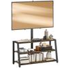 TV Stand with Mount for 32-70" TVs, Open Shelves, 35° Adjustable Angle, 108x41x135cm, Brown