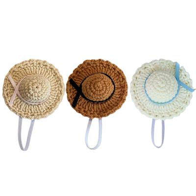 Doll Mini Knitted Woven Straw HatHat Simulation Handmade Hats Toys Doll Dress Up Accessories For Kids Pretend Play Toy