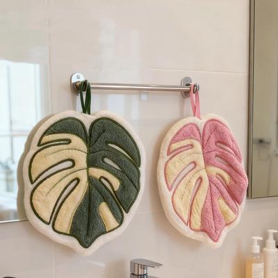 Imitation Leaf Cartoon Hand Towel Plant Pattern Quick Drying Absorbent Hand Towel Double-Layer Thick Simple Pattern