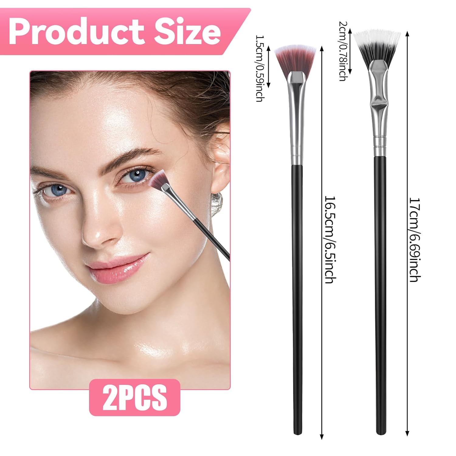 2Pcs Mascara Fan Brush, Folding Angle Scalloped Lash Brush Multifunctional Eyelash Brush with Soft Bristles Mascara Applicator Makeup Tool for Upper