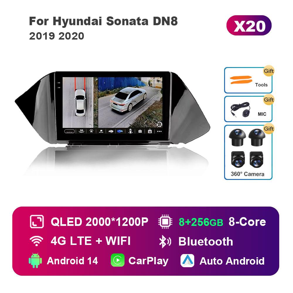 For Hyundai Sonata DN8 2019 2020 Car Radio Multimedia Player Android 14 GPS Navigation 4G Carplay DSP Stereo WiFi Auto Tools