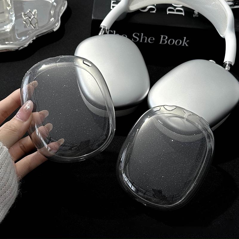 1Pair Headphone Case For Apple Airpods Max Protective Cover Glitter Sparkle Clear Tpu Soft Earphone Case For Apple Airpods Max 2