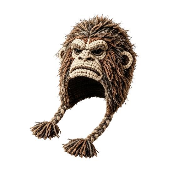 Handmade Yarn Crafts Animal Hood Hat Crochet Kit, DIY Earflap Craft Complete Knitting Materials Cute Crafting Project for Adults Teens, Gift