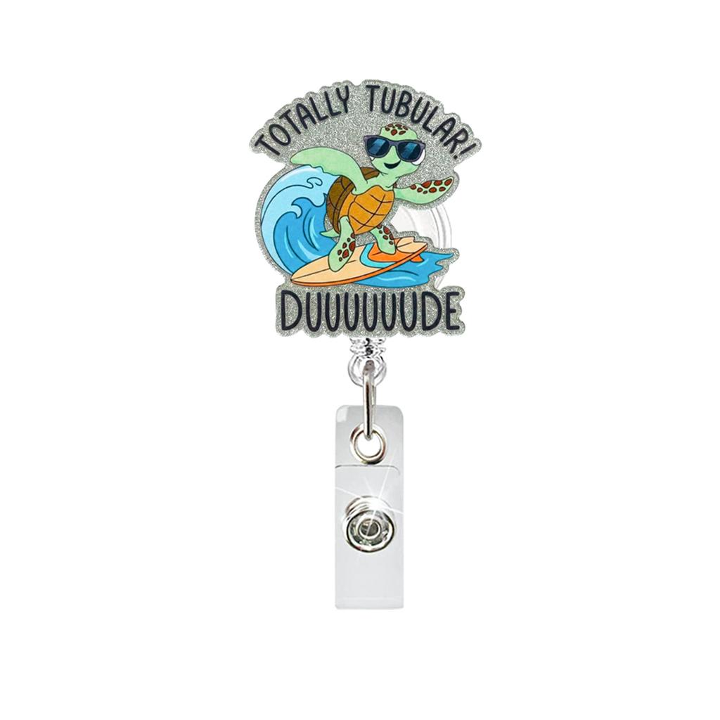Goose Badge Reel Funny Retractable Id Holder Acrylic Badge Reel Glitter Doctor Id Badge Holder For Key Card Holder Teachers