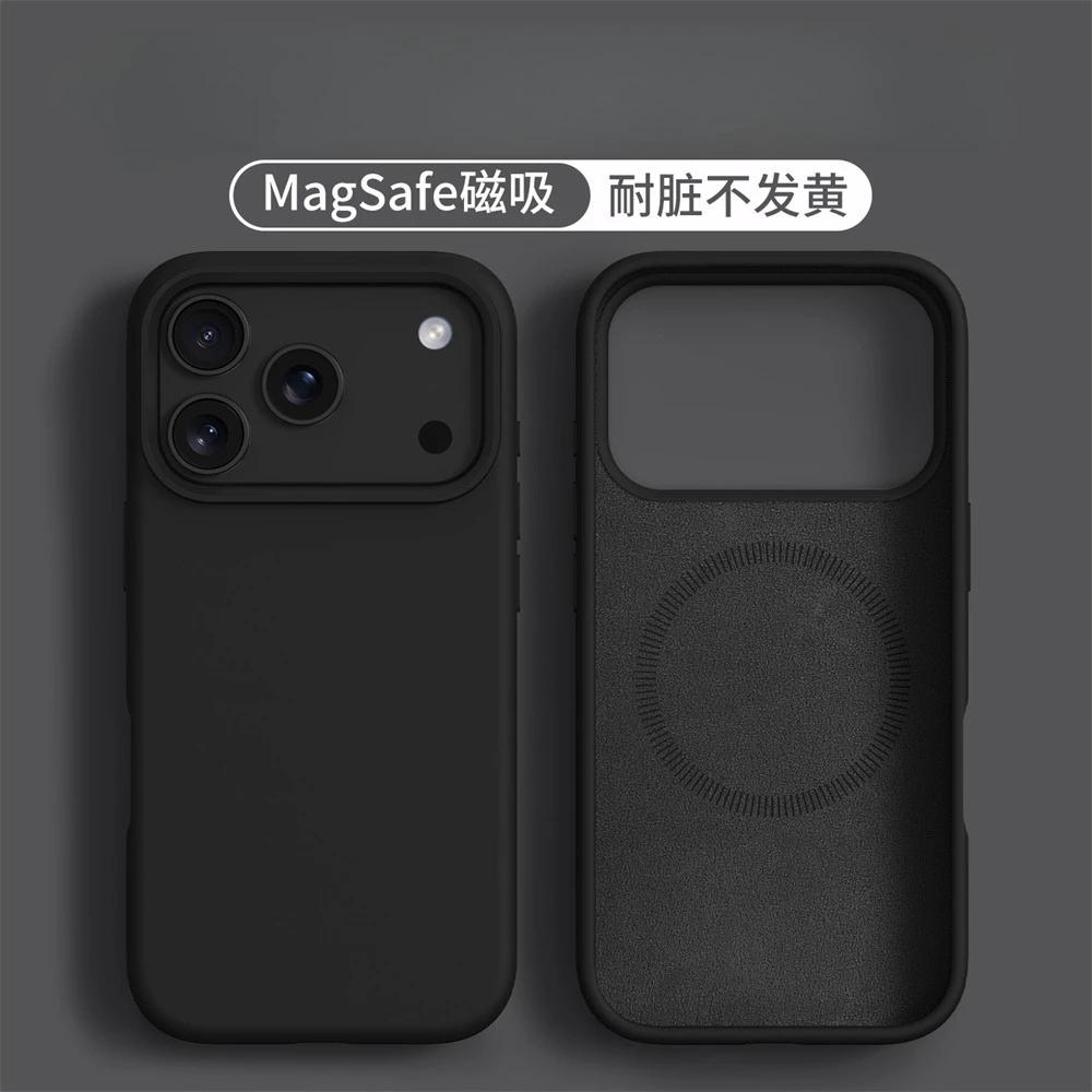 Liquid Silicone Magnetic for MagSafe Phone Case for IPhone 17 16 Pro Max 17 Ari Solid Color Skin Protection Soft Back Cover