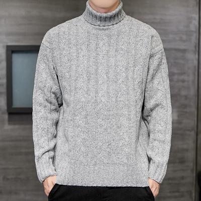 Vintage Twist Woven Turtleneck Sweater Men's Thick Loose Warm Winter Sweater Trendy Autumn and Winter Top