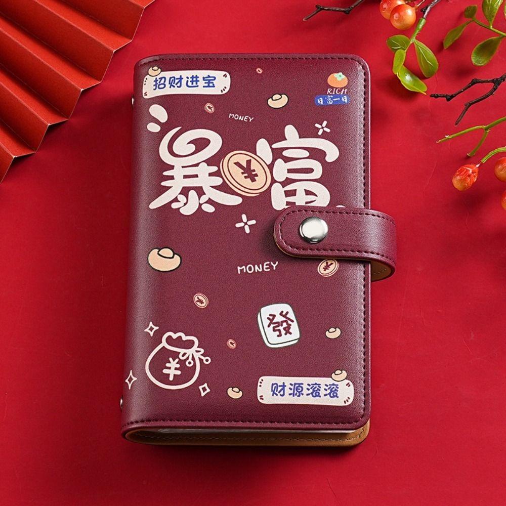 Carnet de Budget Portable en Cuir PU Carnet de Comptes Enveloppes Défis d'Épargne Cadeau du Nouvel An