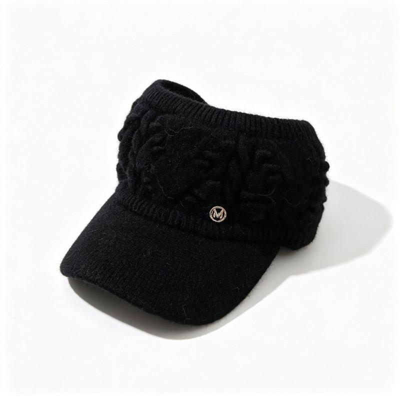 Autumn and Winter Versatile Warm Empty Top Hat Thickened Ponytail Cold Protection Ear Protection Knitted Hat Hat Women's Fashion Cap