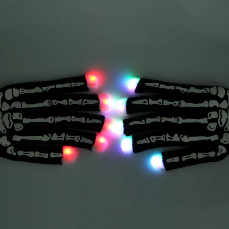 LED Light-Up Knitted Skeleton Gloves - Flashing, Warm, Creative Halloween & Christmas Accessory