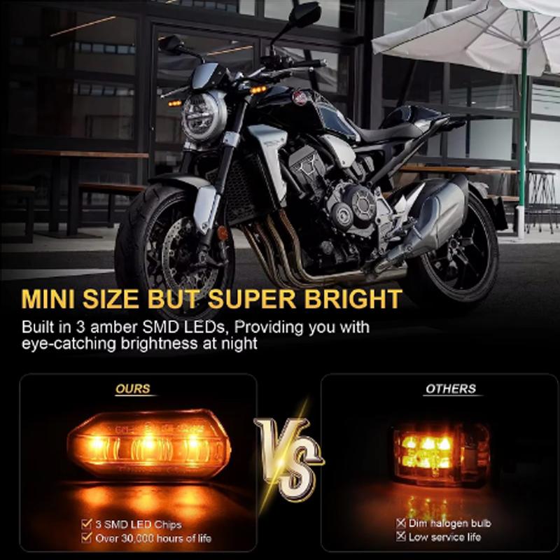 Motorcycle LED Turn Signal Lights 8mm Mini Flashing Light For Honda CBR500R CBR650F CB500X CRF250L MSX125 12V Moto Indicator