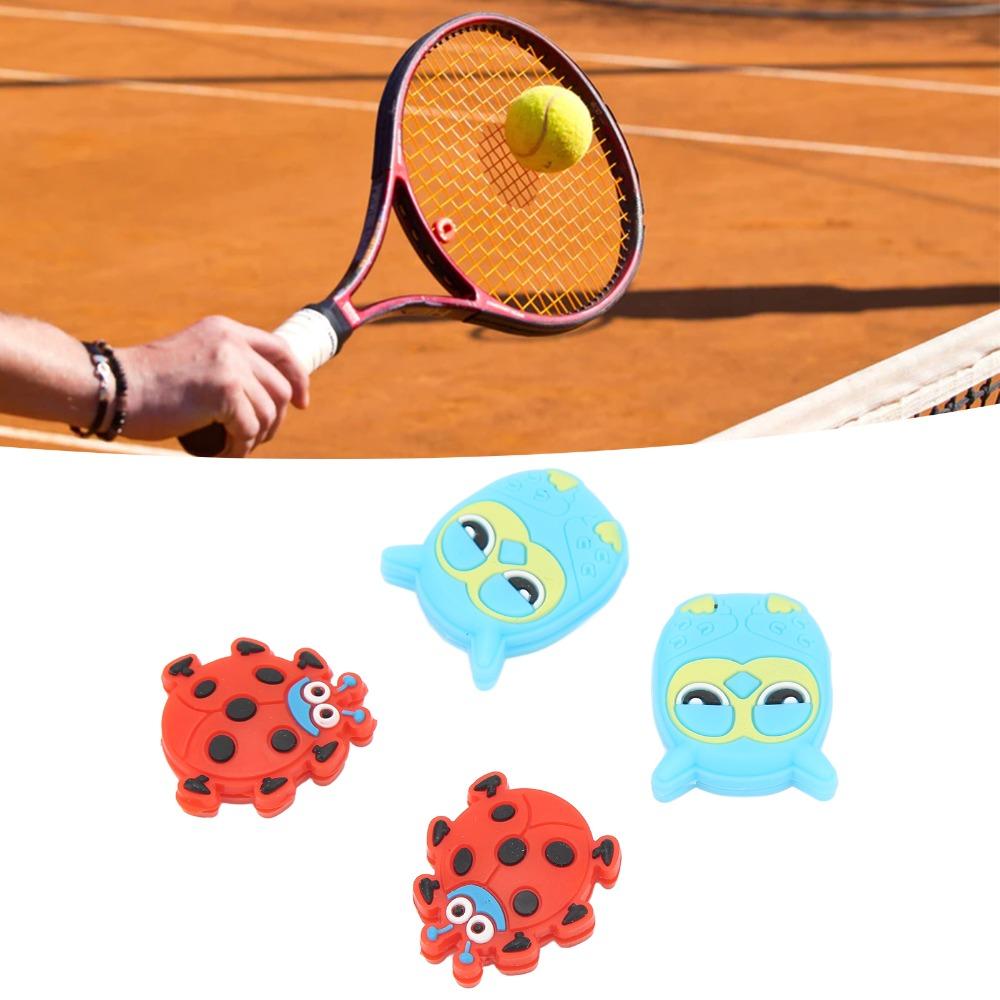 4PCS Cute Animal Shape Tennis Racket Shock Absorber Silicone Tennis Racket Dampener  Tennis Practice