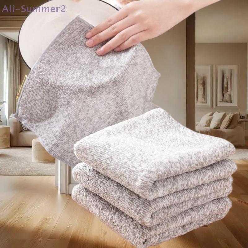 {MX} 10Pcs Bamboo Charcoal Thickened Absorbent Dishcloth Microfiber Cleaning Cloths Oil Resistant Wipes Kitchen Rags
