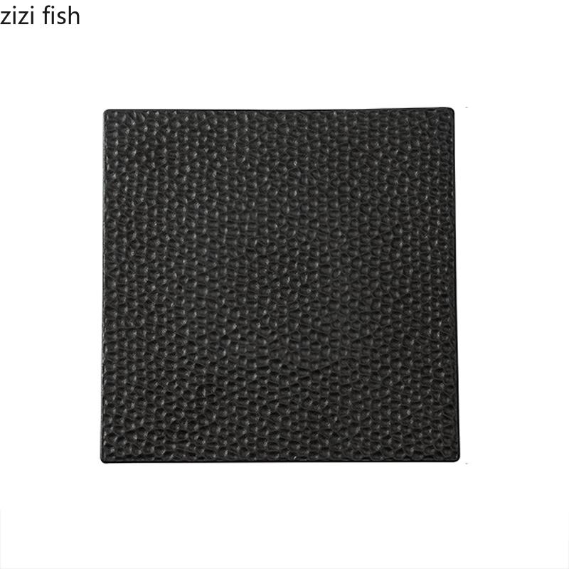 Black Ceramic Steak Plate Creative Honeycomb Texture Flat Plate Sushi Plate Dessert Dish Service Plates Specialty Tableware