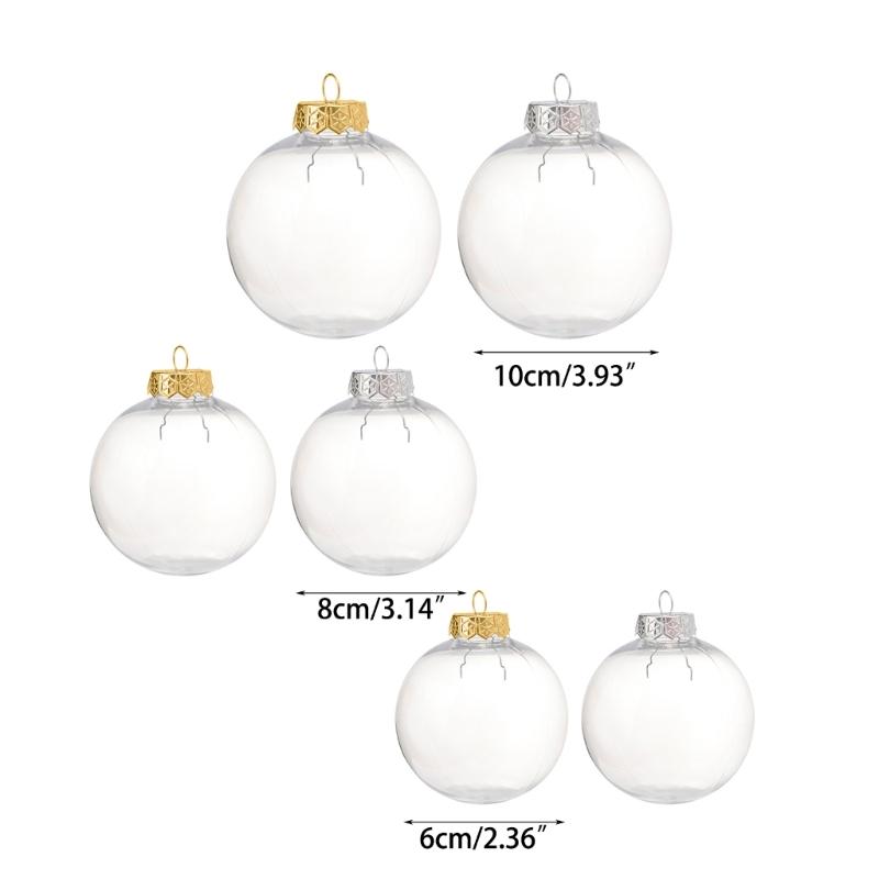 6Pcs/lot Clear Empty Christmas Ball Ornaments with Removable Gold/Silver Metal Hangers Great for Wedding Party Holiday