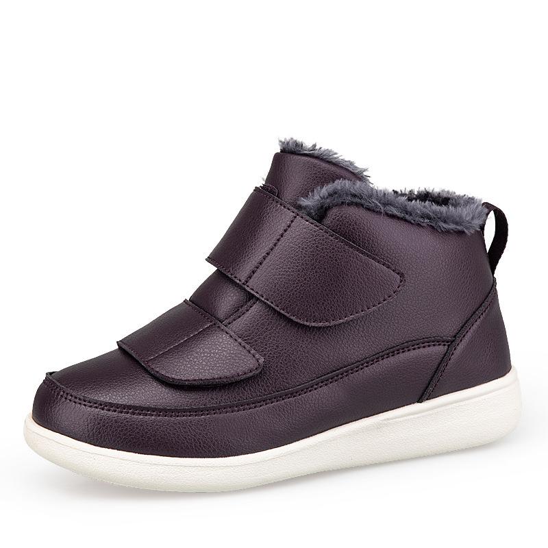 Winter leather outdoor walking shoes dad cotton shoes velvet warm large cotton high top cotton shoes mom snow boots