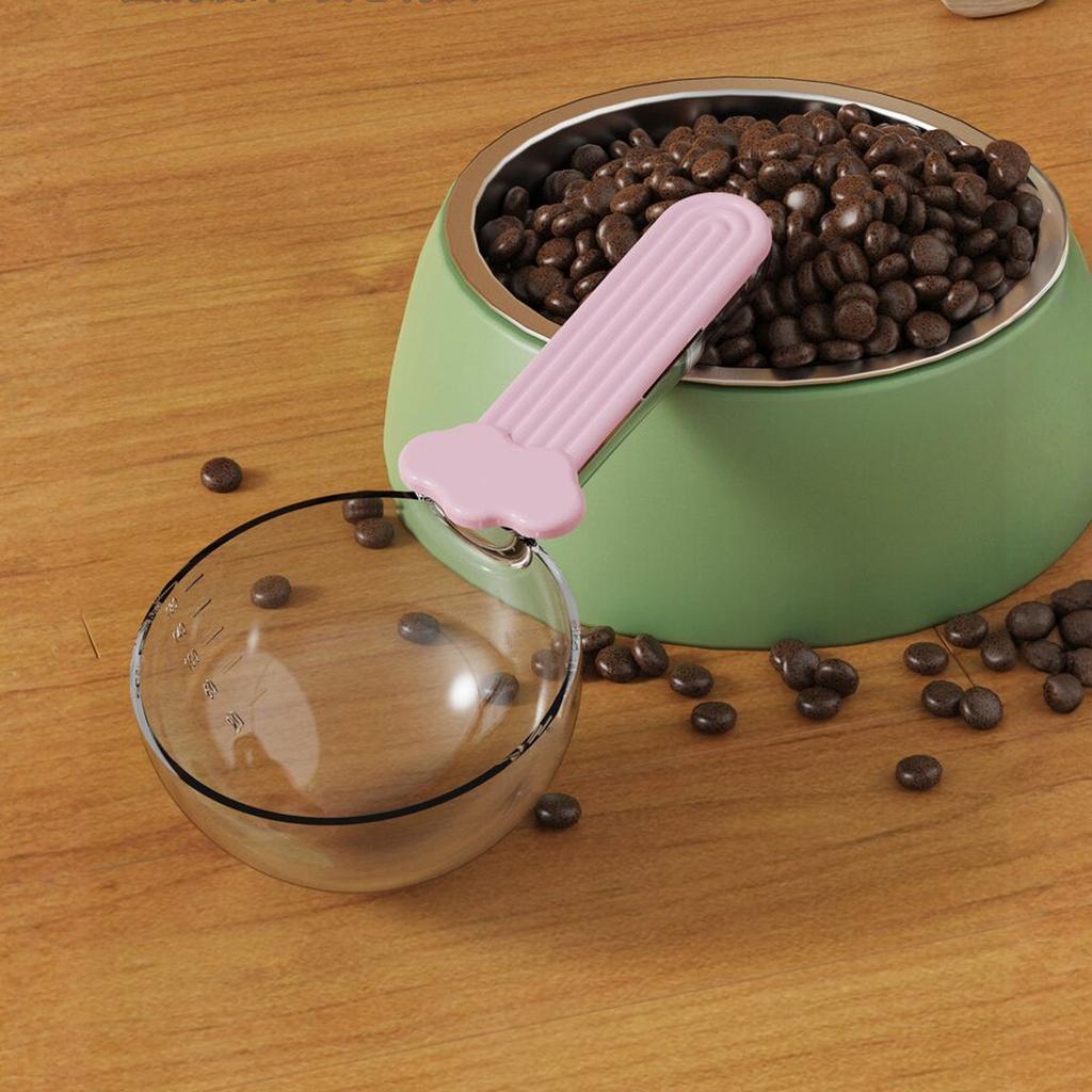 Pet Food Scoop with Scale Multi-Function Food Spoon with Sealing Clip for Dogs Cats