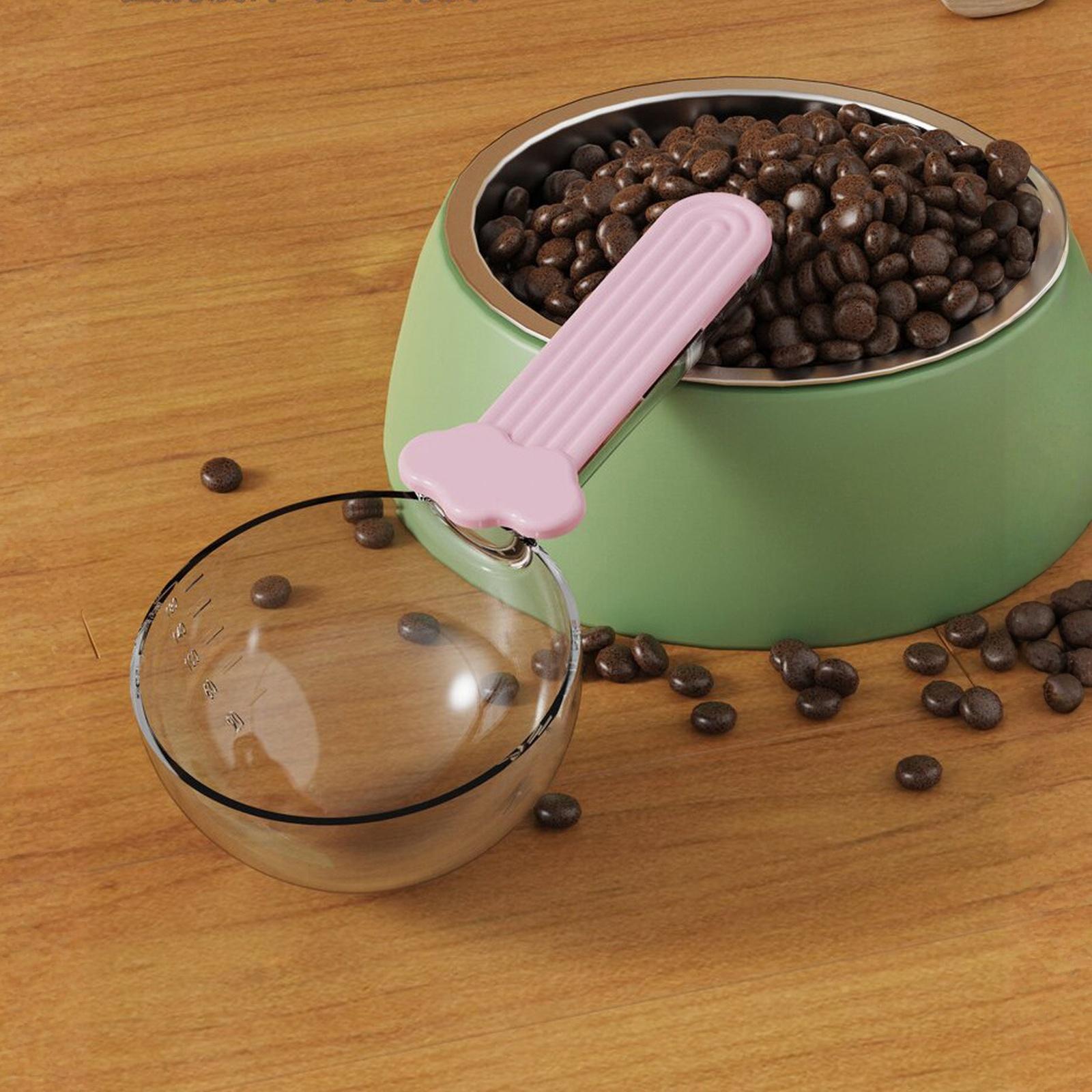 

Pet Food Scoop with Scale Multi-Function Food Spoon with Sealing Clip for Dogs Cats one size рожевий
