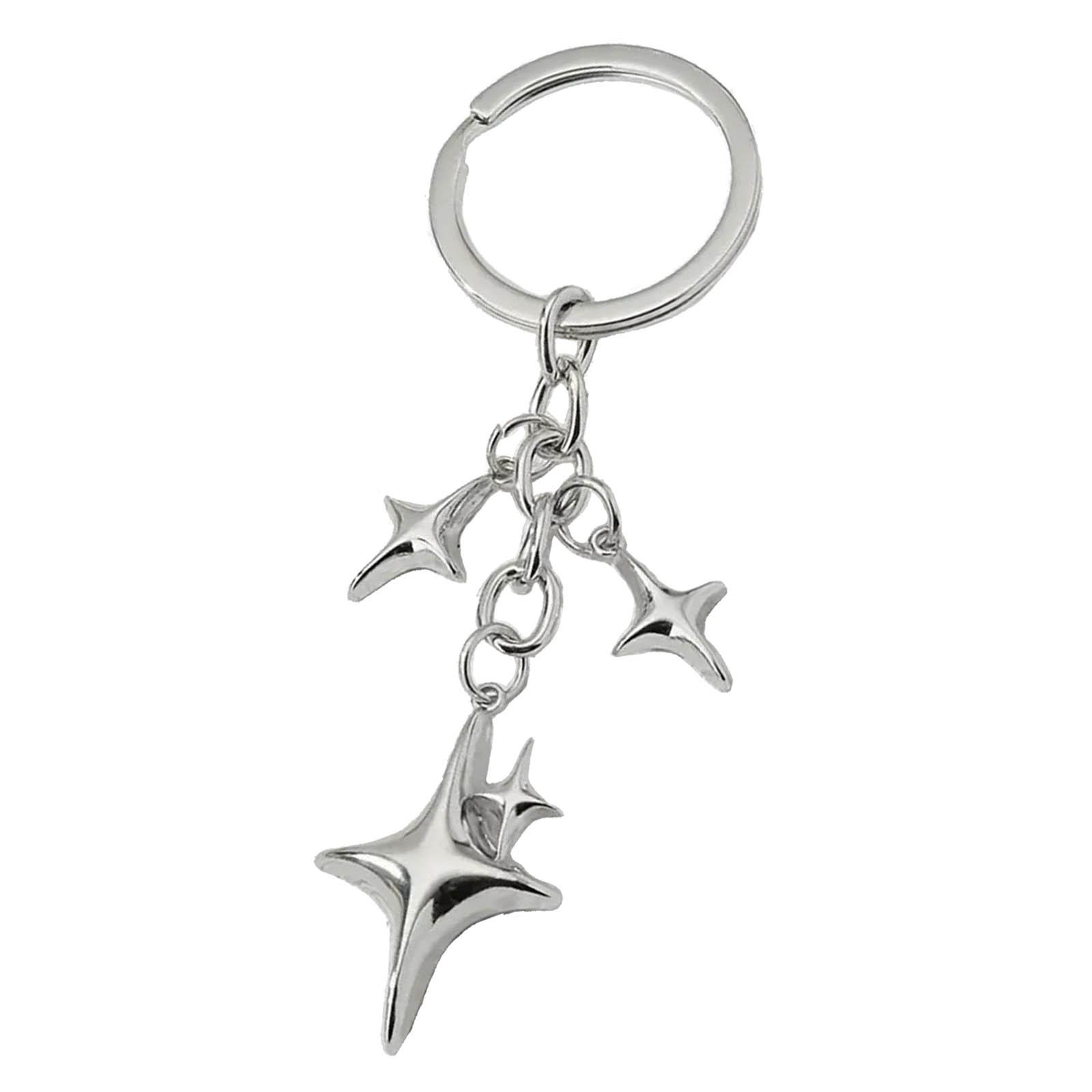 

Trend Exquisite Alloy Keychain Crescent Moon Four-pointed Star Female Car Keys Chain Rings Bag Pendant for Women Gift