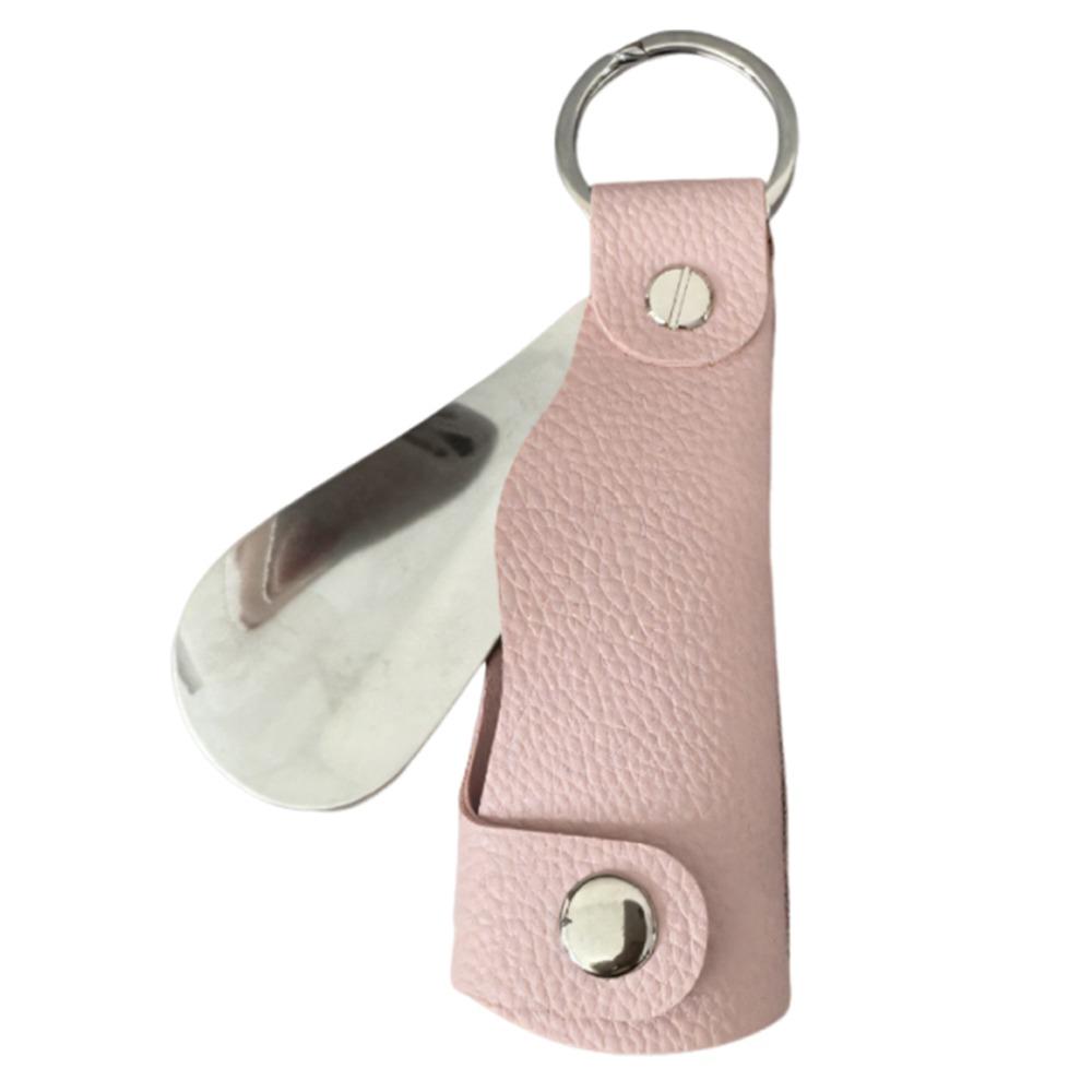 

Мини брелок для обуви из ПУ кожи, мини рожок для обуви из нержавеющей стали, модный аксессуар для обуви, бытовой розовый
