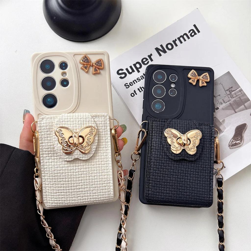 Crossbody Phone Case for Samsung Galaxy S25 Edge S24 S23 Ultra S22 Plus S21 FE A17 A16 A56 A36 A26 A06 A05 Wallet Card Lanyard