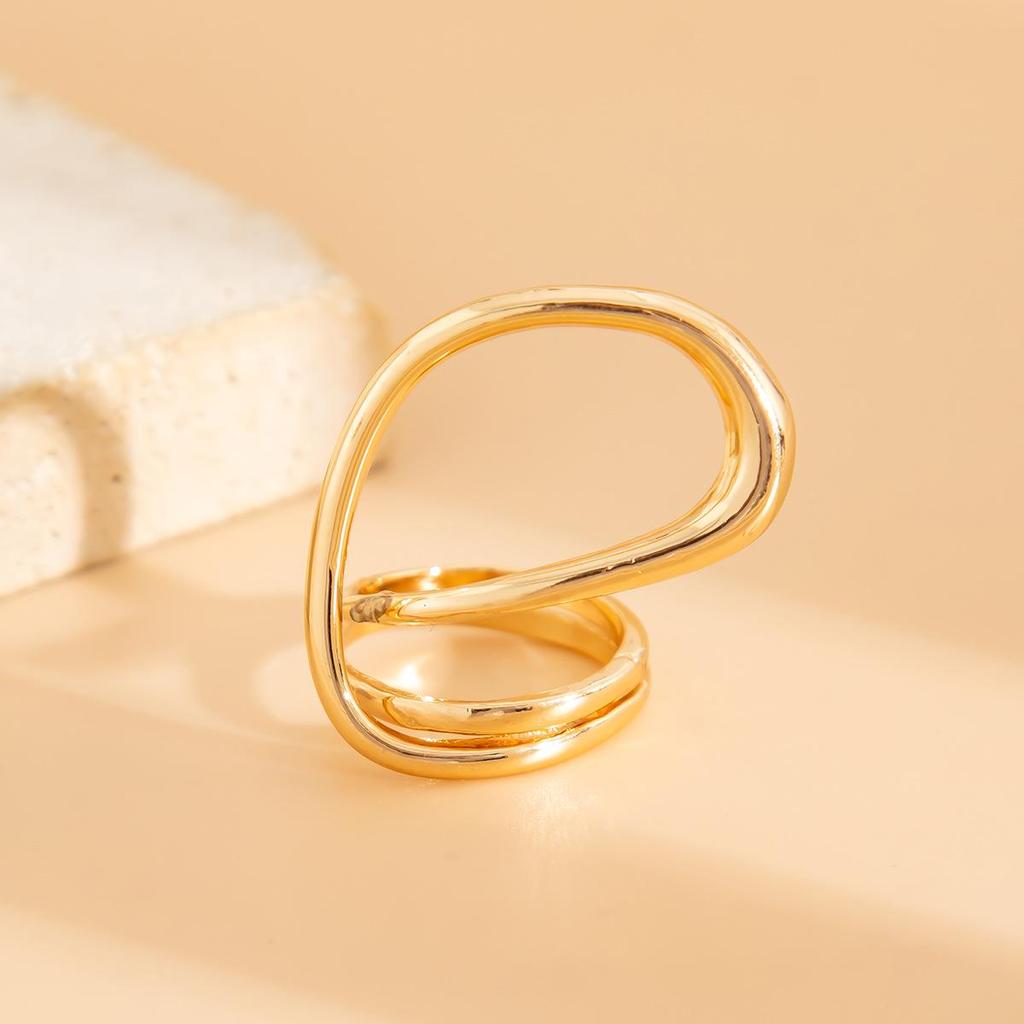 Wide Geometric Oval Luxury Metal Bracelet