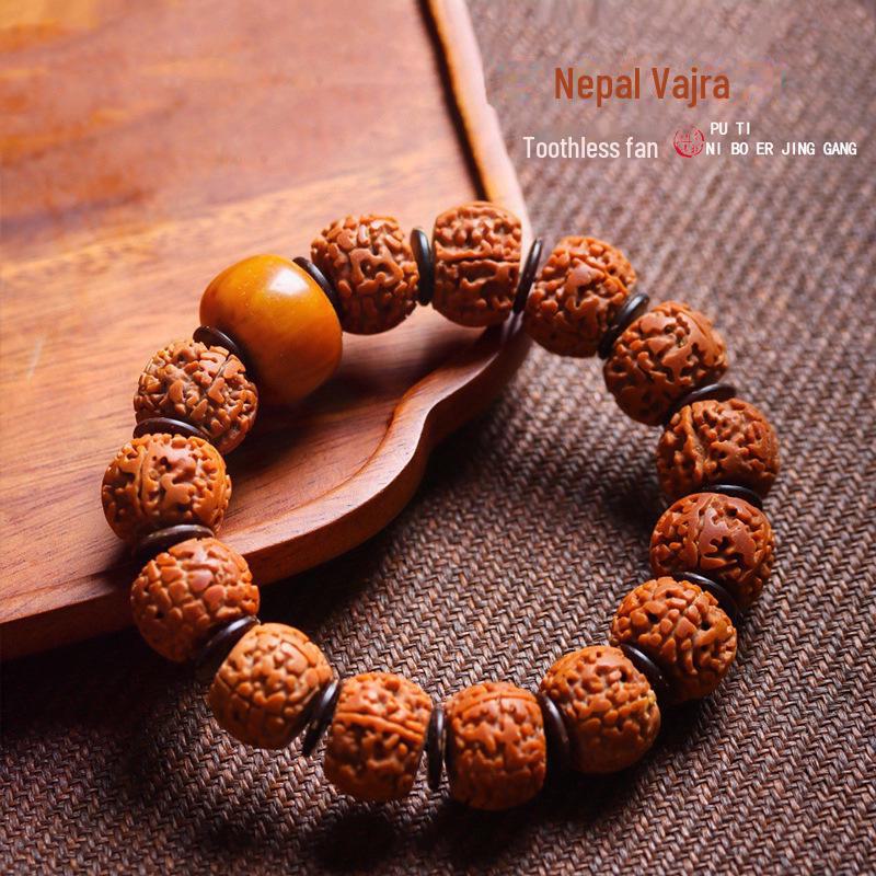 

Непальский браслет Ваджра Бодхи - пятилепестковый веер беззубый семена Бодхи буддийские бусины для мужчин five-petal toothless fan-shaped diamond 18mm