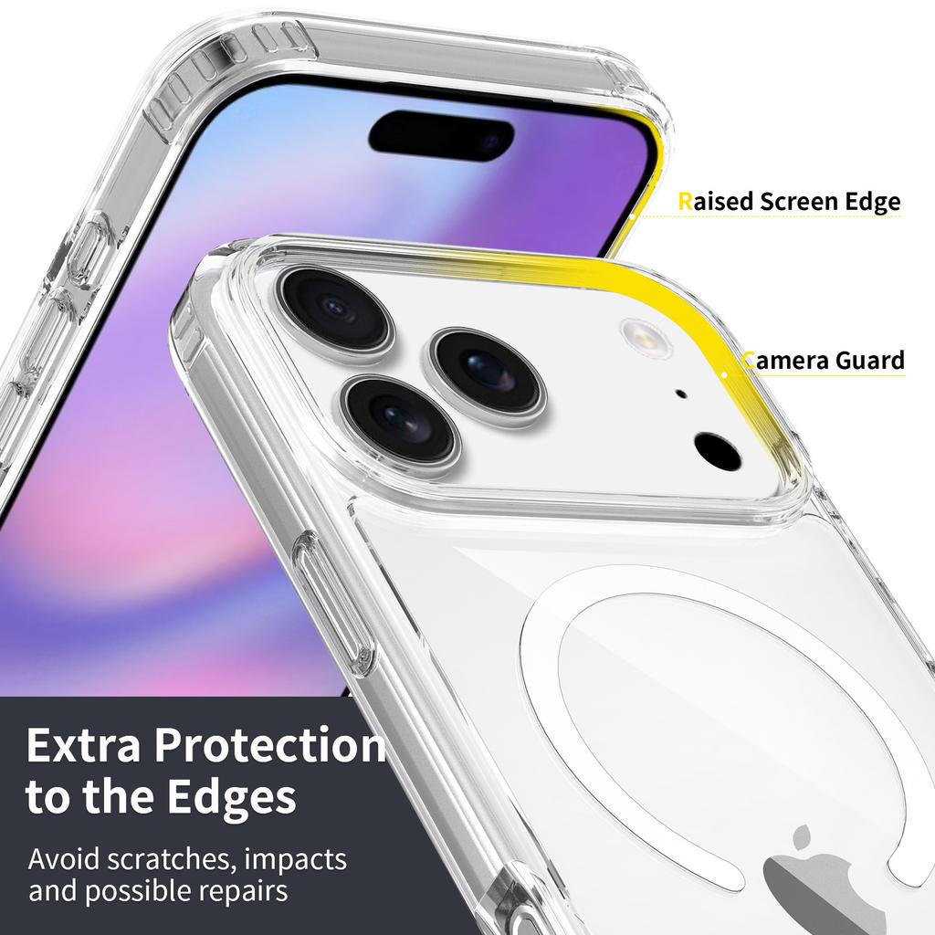 Clear MagSafe Magnetic Shockproof Phone Case for iPhone 16 15 14 Pro Max TPU+PC Protective Cover